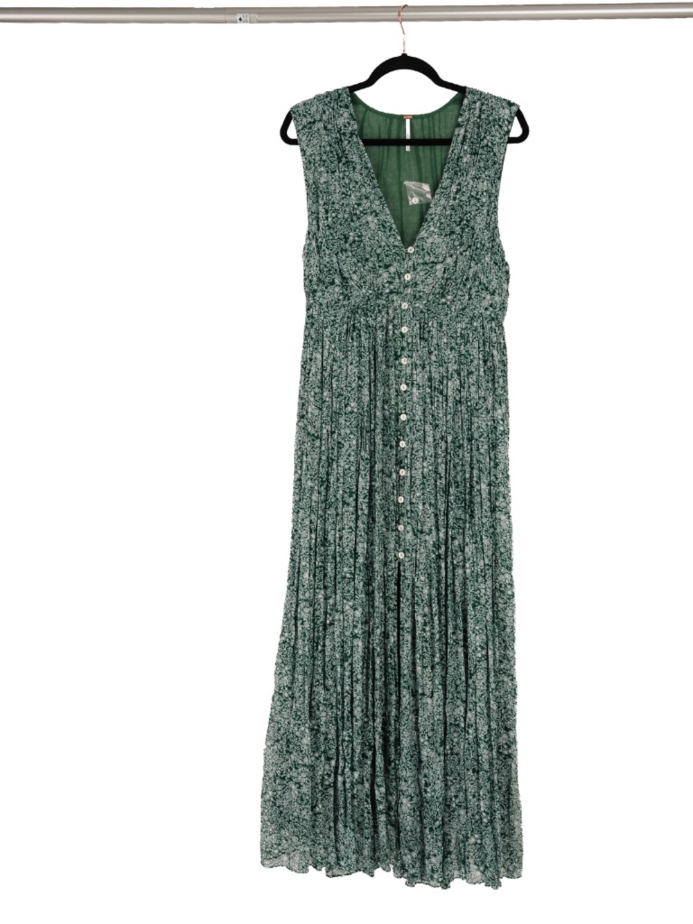 Free People maxi dress green flower print size 6.